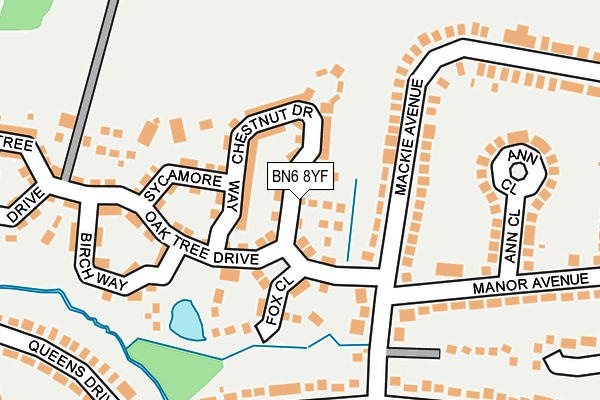 BN6 8YF map - OS OpenMap – Local (Ordnance Survey)