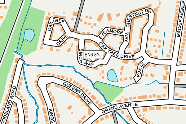 BN6 8YJ map - OS OpenMap – Local (Ordnance Survey)