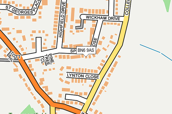 BN6 9AS map - OS OpenMap – Local (Ordnance Survey)