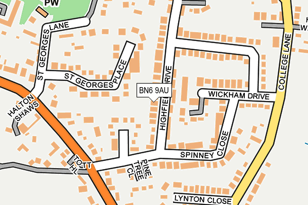 BN6 9AU map - OS OpenMap – Local (Ordnance Survey)