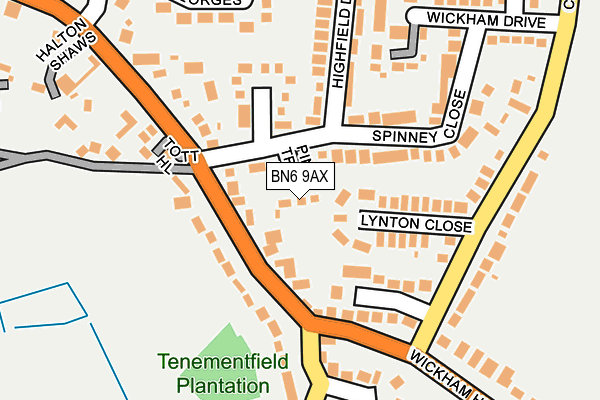 BN6 9AX map - OS OpenMap – Local (Ordnance Survey)