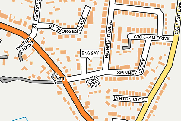 BN6 9AY map - OS OpenMap – Local (Ordnance Survey)