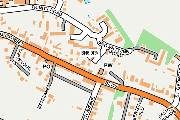 BN6 9PA map - OS OpenMap – Local (Ordnance Survey)