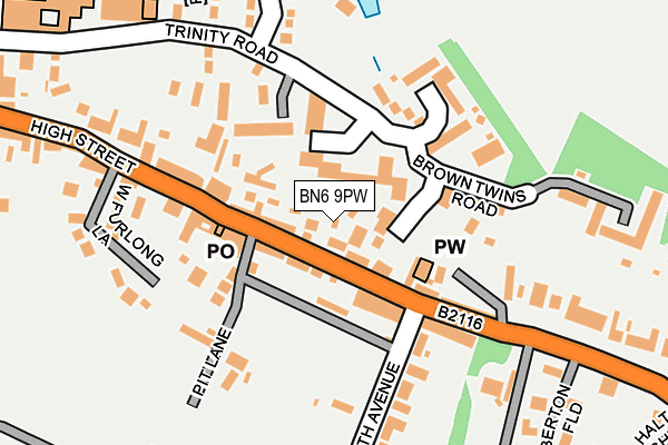 BN6 9PW map - OS OpenMap – Local (Ordnance Survey)