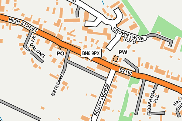 BN6 9PX map - OS OpenMap – Local (Ordnance Survey)