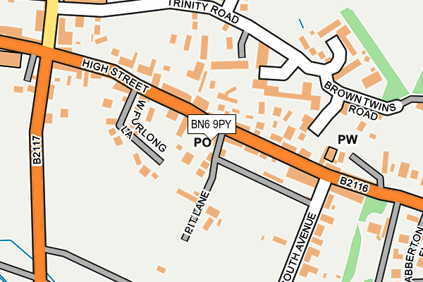 BN6 9PY map - OS OpenMap – Local (Ordnance Survey)