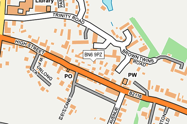 BN6 9PZ map - OS OpenMap – Local (Ordnance Survey)