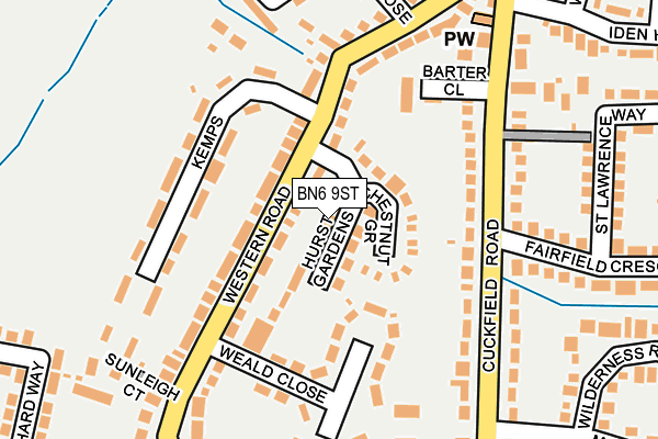 BN6 9ST map - OS OpenMap – Local (Ordnance Survey)