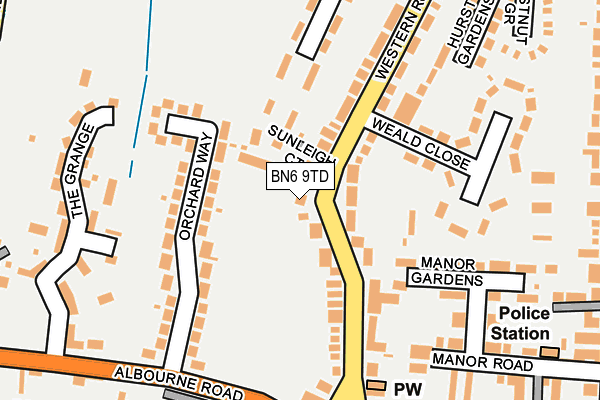 BN6 9TD map - OS OpenMap – Local (Ordnance Survey)