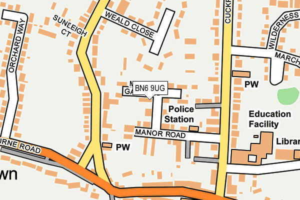 BN6 9UG map - OS OpenMap – Local (Ordnance Survey)