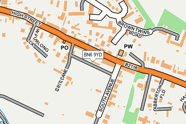 BN6 9YD map - OS OpenMap – Local (Ordnance Survey)