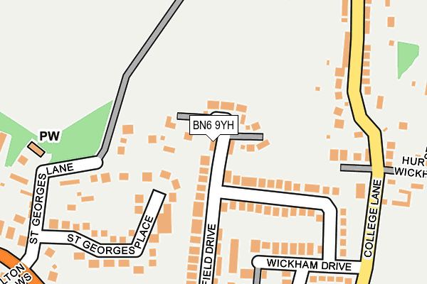 BN6 9YH map - OS OpenMap – Local (Ordnance Survey)