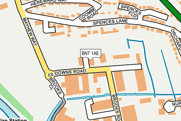 BN7 1AE map - OS OpenMap – Local (Ordnance Survey)