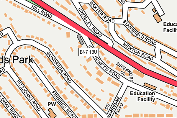 BN7 1BU map - OS OpenMap – Local (Ordnance Survey)
