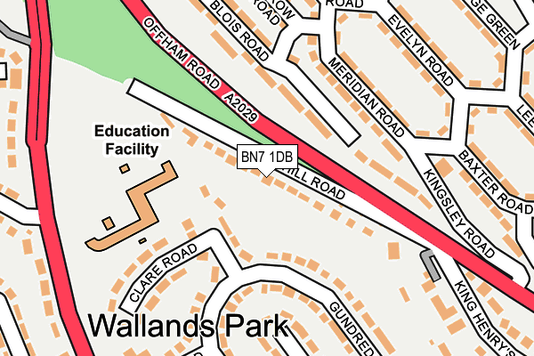 BN7 1DB map - OS OpenMap – Local (Ordnance Survey)
