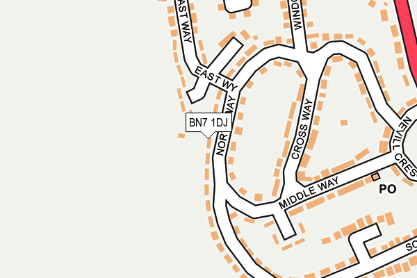 BN7 1DJ map - OS OpenMap – Local (Ordnance Survey)