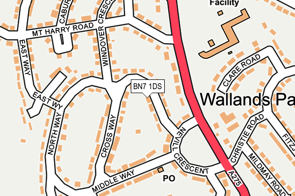 BN7 1DS map - OS OpenMap – Local (Ordnance Survey)