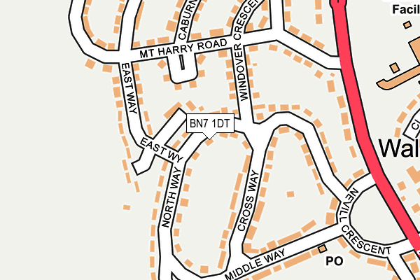 BN7 1DT map - OS OpenMap – Local (Ordnance Survey)