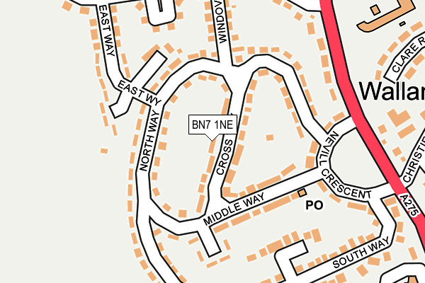 BN7 1NE map - OS OpenMap – Local (Ordnance Survey)