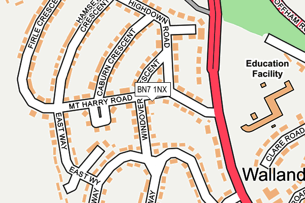 BN7 1NX map - OS OpenMap – Local (Ordnance Survey)