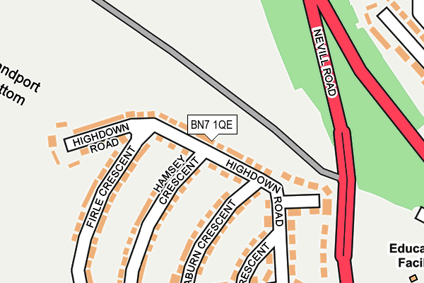 BN7 1QE map - OS OpenMap – Local (Ordnance Survey)