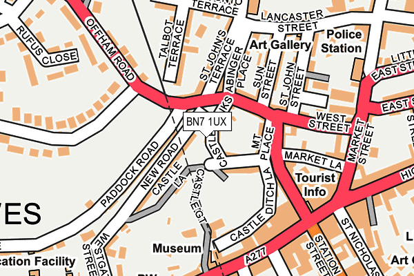 BN7 1UX map - OS OpenMap – Local (Ordnance Survey)