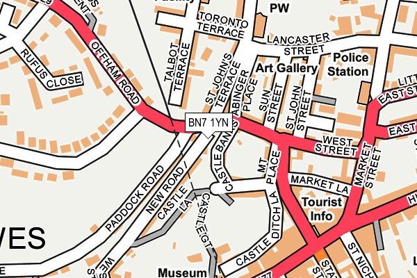 BN7 1YN map - OS OpenMap – Local (Ordnance Survey)