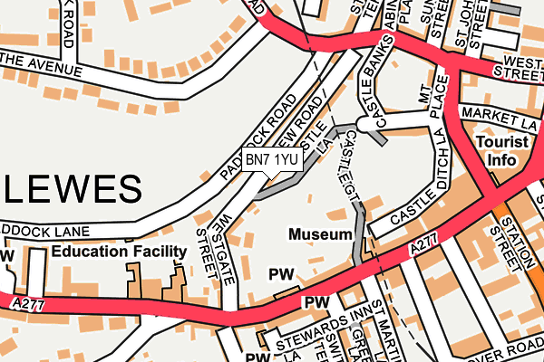 BN7 1YU map - OS OpenMap – Local (Ordnance Survey)