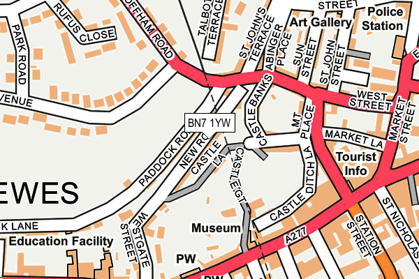 BN7 1YW map - OS OpenMap – Local (Ordnance Survey)