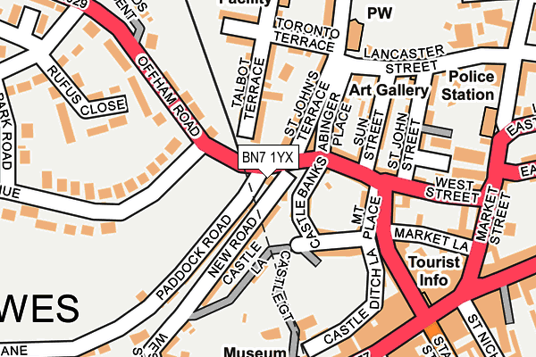 BN7 1YX map - OS OpenMap – Local (Ordnance Survey)
