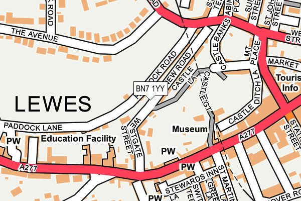 BN7 1YY map - OS OpenMap – Local (Ordnance Survey)