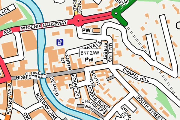 BN7 2AW map - OS OpenMap – Local (Ordnance Survey)