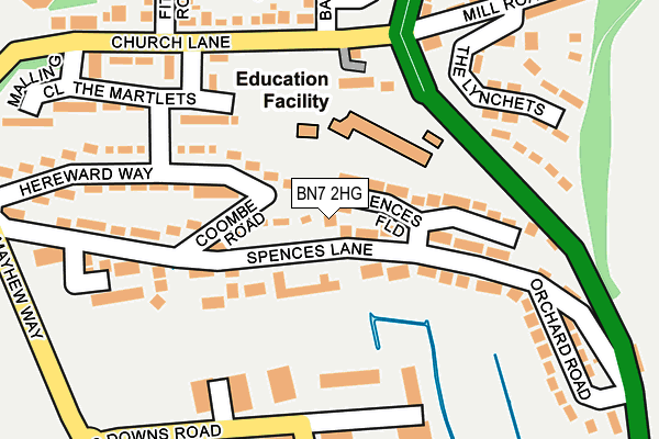 BN7 2HG map - OS OpenMap – Local (Ordnance Survey)