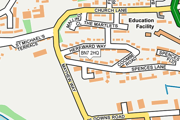 BN7 2HQ map - OS OpenMap – Local (Ordnance Survey)