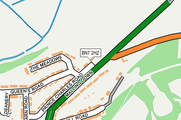 BN7 2HZ map - OS OpenMap – Local (Ordnance Survey)