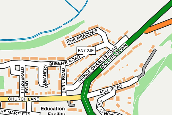 BN7 2JE map - OS OpenMap – Local (Ordnance Survey)