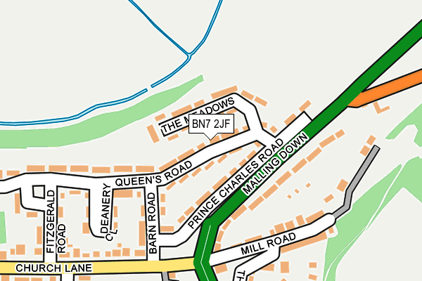 BN7 2JF map - OS OpenMap – Local (Ordnance Survey)