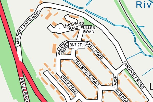 BN7 2TJ map - OS OpenMap – Local (Ordnance Survey)