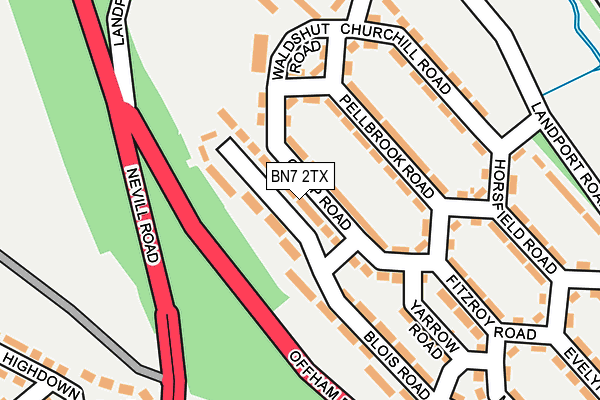 BN7 2TX map - OS OpenMap – Local (Ordnance Survey)