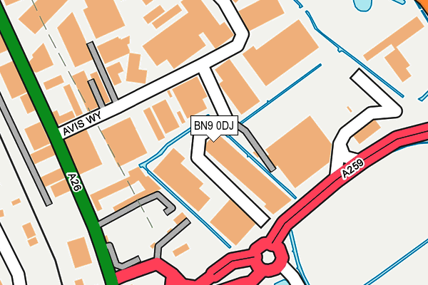 BN9 0DJ map - OS OpenMap – Local (Ordnance Survey)
