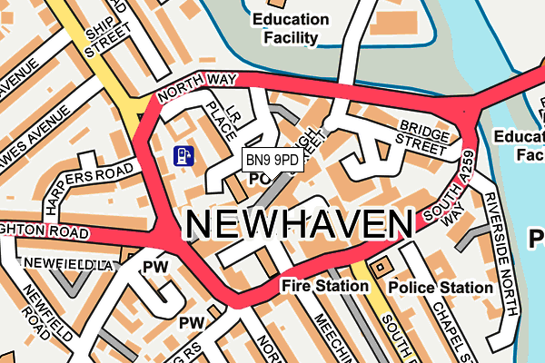 BN9 9PD map - OS OpenMap – Local (Ordnance Survey)