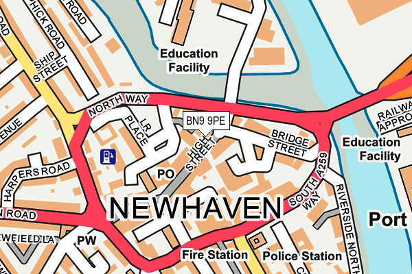 BN9 9PE map - OS OpenMap – Local (Ordnance Survey)