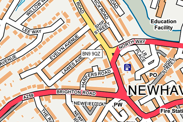 BN9 9QZ map - OS OpenMap – Local (Ordnance Survey)