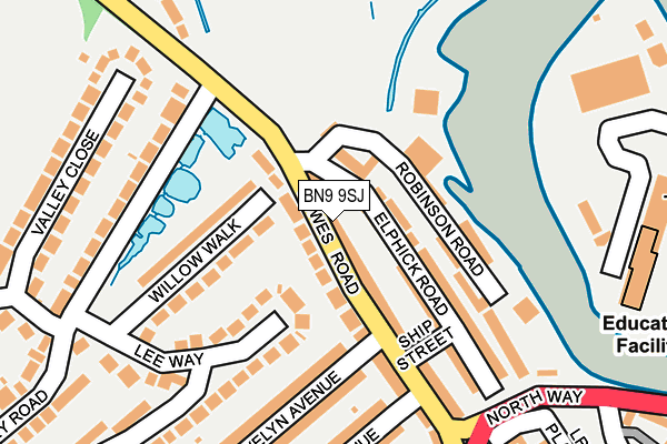BN9 9SJ map - OS OpenMap – Local (Ordnance Survey)