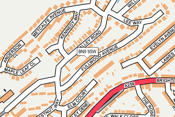 BN9 9SW map - OS OpenMap – Local (Ordnance Survey)