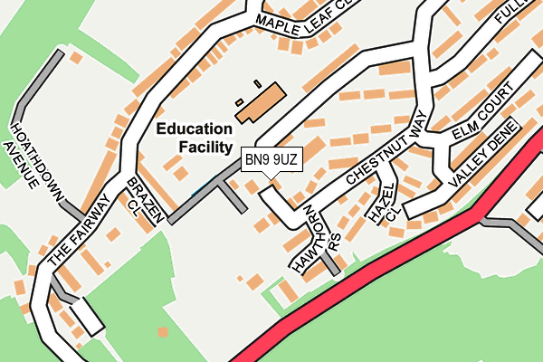 BN9 9UZ map - OS OpenMap – Local (Ordnance Survey)