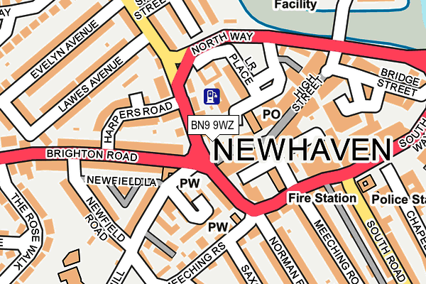 BN9 9WZ map - OS OpenMap – Local (Ordnance Survey)
