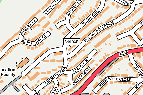 BN9 9XE map - OS OpenMap – Local (Ordnance Survey)