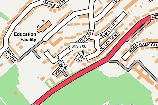 BN9 9XU map - OS OpenMap – Local (Ordnance Survey)