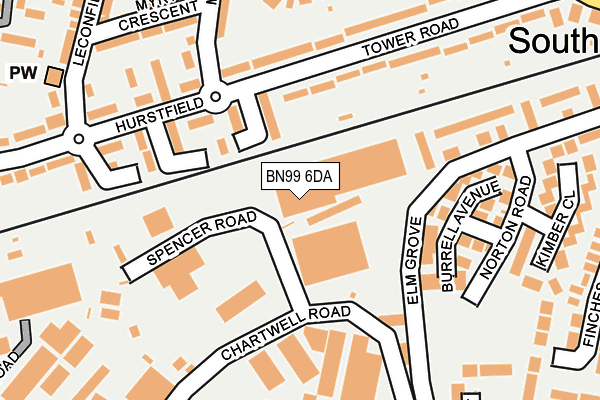 BN99 6DA map - OS OpenMap – Local (Ordnance Survey)